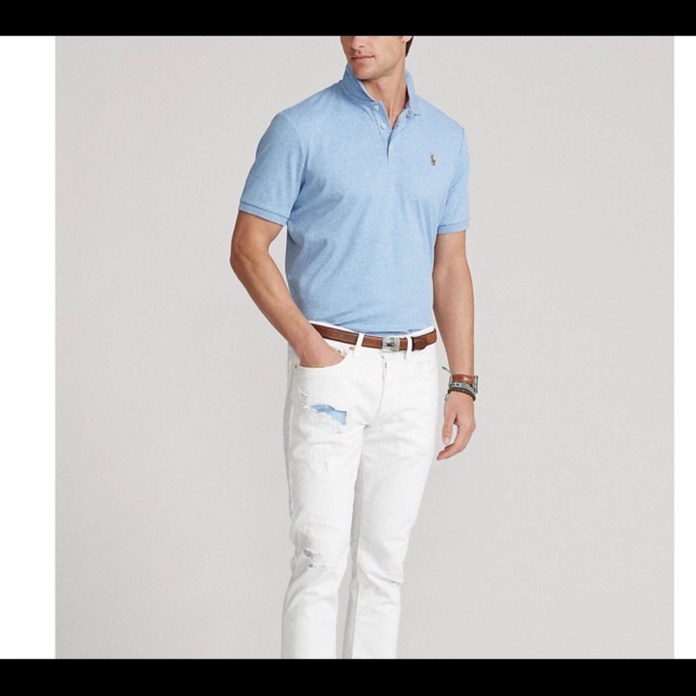Polo Ralph Lauren Jamaica Blue Heather Polo Two-Button Shirt Medium